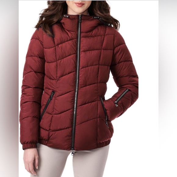 BERNARDO Wave Quilted women Jacket -Ruby wine/size L - Picture 1 of 13